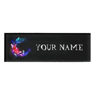 Badge D'identification Papillons de nuit Neon brillants sur arrière - pla
