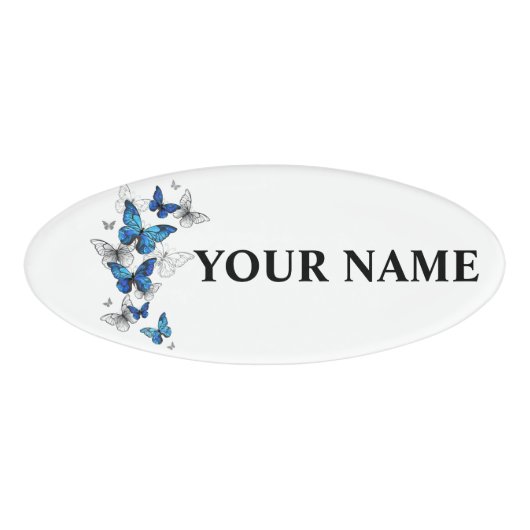 Badge D'identification Papillons volants bleus Morpho (Devant)