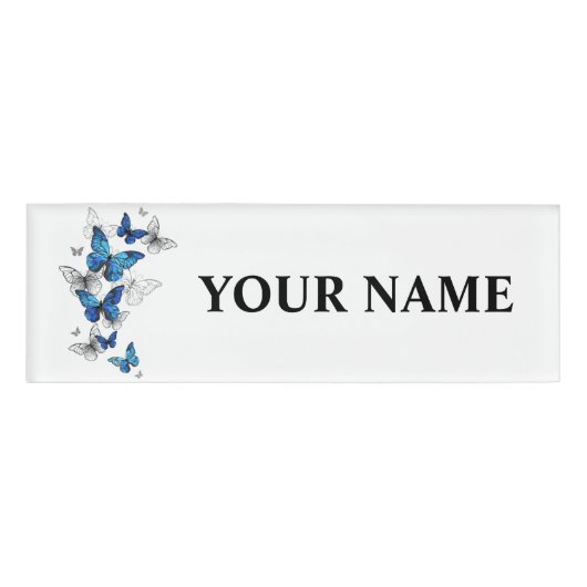 Badge D'identification Papillons volants bleus Morpho (Devant)