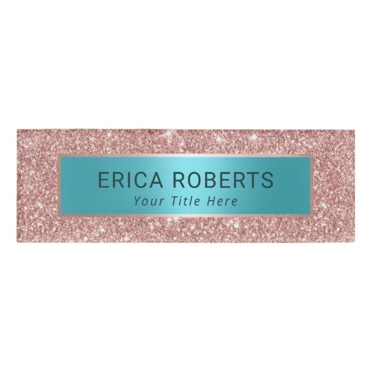 Badge D'identification Parties scintillant d'or Rose moderne et salon de (Devant)