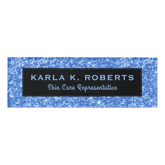 Badge D'identification Parties scintillant Faux bleu clair et arrière - p (Devant)