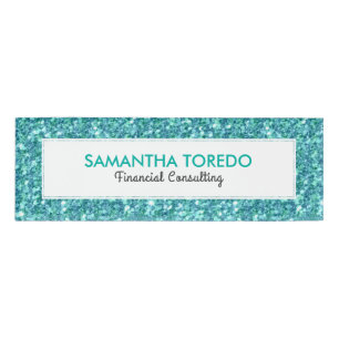 Badge D'identification Parties scintillant Faux bleu turquoise
