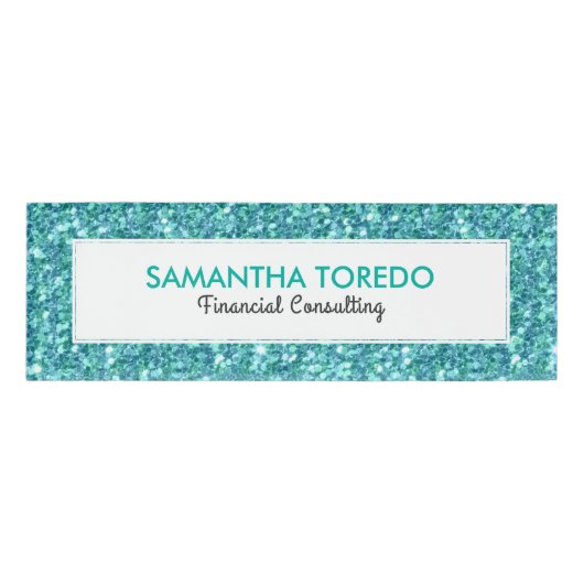 Badge D'identification Parties scintillant Faux bleu turquoise (Devant)