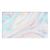 Badge D'identification Parties scintillant moderne en marbre bleu rose or (Devant)