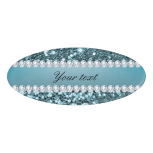 Badge D'identification Parties scintillantes et diamants assez bleus de