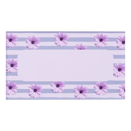 Badge D'identification Pastel rayures motif avec marguerites (Devant)