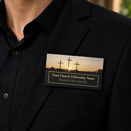 Badge D'identification Pasteur de l'église Three Crosses Sunrise