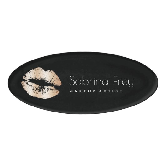 Badge D'identification Peintre de maquillage élégant et moderne de lèvres (Devant)