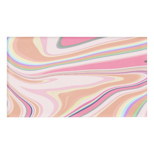 Badge D'identification Peinture Liquide Retro Pink Swirl Design esthétiqu (Devant)