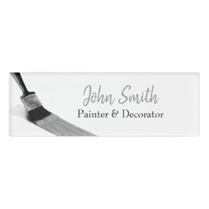 Badge D'identification Peinture Peintre Service Société Brush Grey