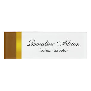 Badge D'identification Pentes STRIPES - jaune olive brun + votre idée