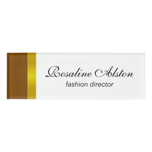 Badge D'identification Pentes STRIPES - jaune olive brun + votre idée (Devant)