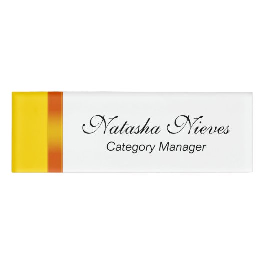 Badge D'identification Pentes STRIPES - orange jaune + vos idées (Devant)
