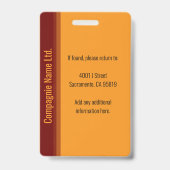 Badge d'identification personnalisable de société  (Arrière)