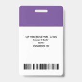 Badge d'identification personnalisé avec logo et p (Arrière)