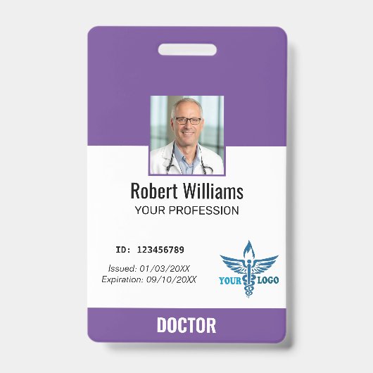 Badge d'identification personnalisé avec logo et p (Avant)