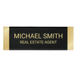 Badge D'identification Personnalisé Black and Gold Professional