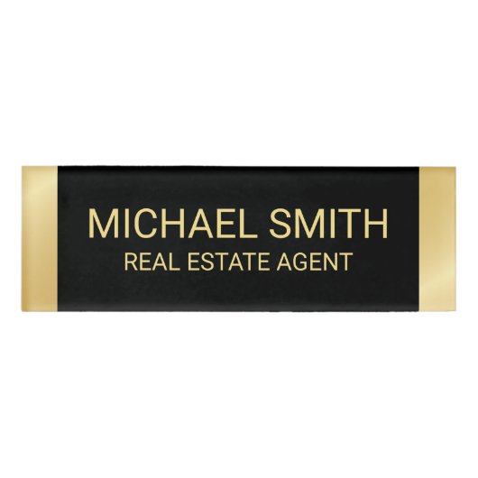 Badge D'identification Personnalisé Black and Gold Professional (Devant)