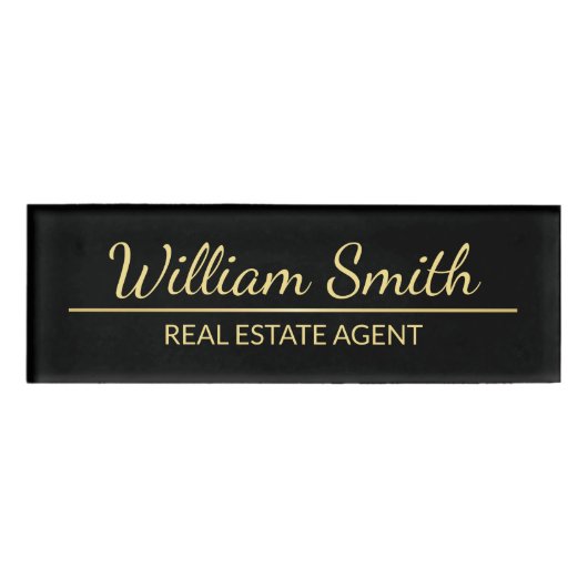 Badge D'identification Personnalisé Black and Gold Professional (Devant)