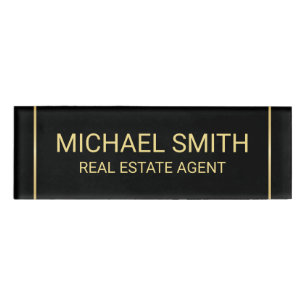 Badge D'identification Personnalisé Black and Gold Professional