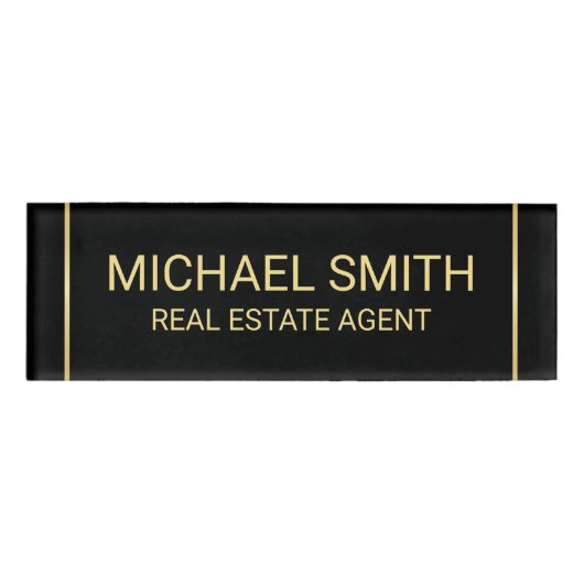 Badge D'identification Personnalisé Black and Gold Professional (Devant)