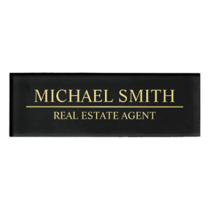 Badge D'identification Personnalisé Black and Gold Professional
