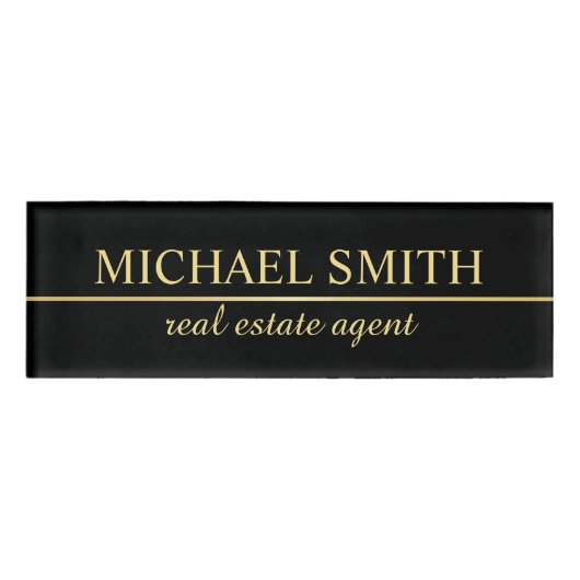 Badge D'identification Personnalisé Black and Gold Professional (Devant)