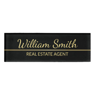 Badge D'identification Personnalisé Black and Gold Professional