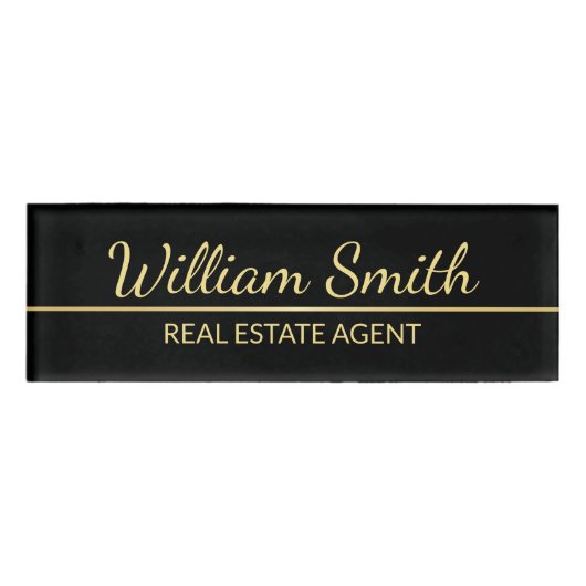 Badge D'identification Personnalisé Black and Gold Professional (Devant)