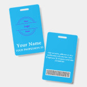 Badge d'identification personnalisé bleu ciel mode (Avant & arrière)