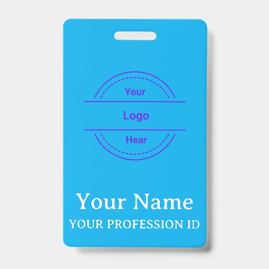 Badge d'identification personnalisé bleu ciel mode (Avant)