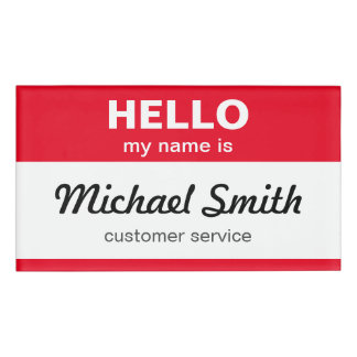 Badge D'identification Personnalisé bonjour mon nom est le blanc rouge