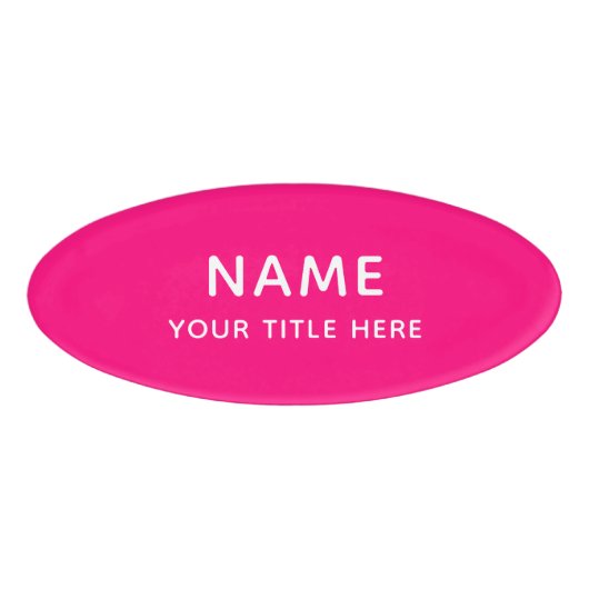 Badge D'identification Personnalisé Bright Pink Simple Basic (Devant)
