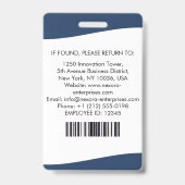 Badge d'identification personnalisé d'employé (Arrière)