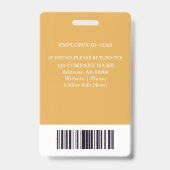 Badge d'identification personnalisé d'employé avec (Arrière)