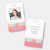 Badge d'identification personnalisé d'enseignant d (Avant & arrière)