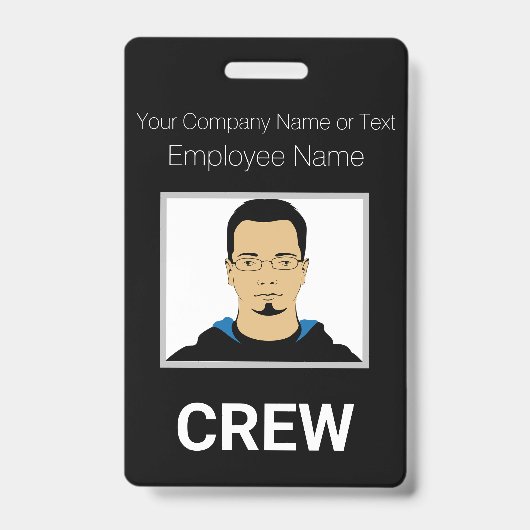 Badge d'identification personnalisé en noir et bla (Avant)