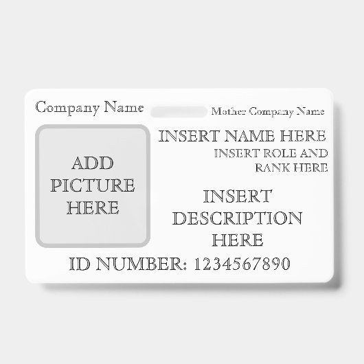 Badge d'identification personnalisé horizontal (Avant)