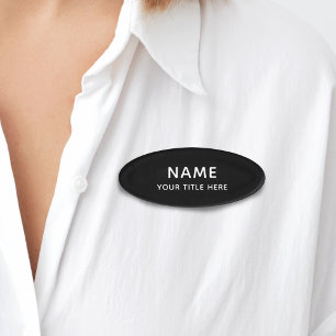 Badge D'identification Personnalisé Minimaliste Moderne Simple Noir Titre