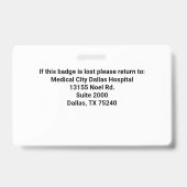 Badge d'identification personnalisé pour employés  (Arrière)