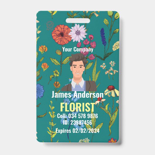 Badge d'identification personnalisé pour fleuriste (Avant)
