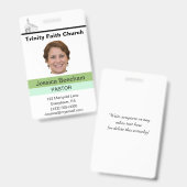 Badge d'identification personnalisé pour pasteure (Avant & arrière)