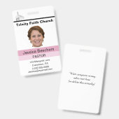 Badge d'identification personnalisé pour pasteure (Avant & arrière)
