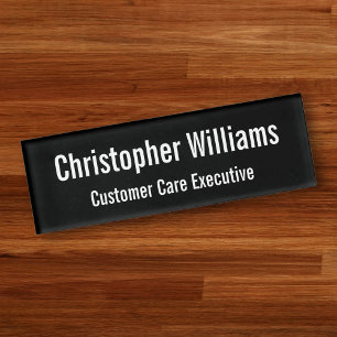 Badge D'identification Personnalisé Professionnel Simple Noir Magnétique