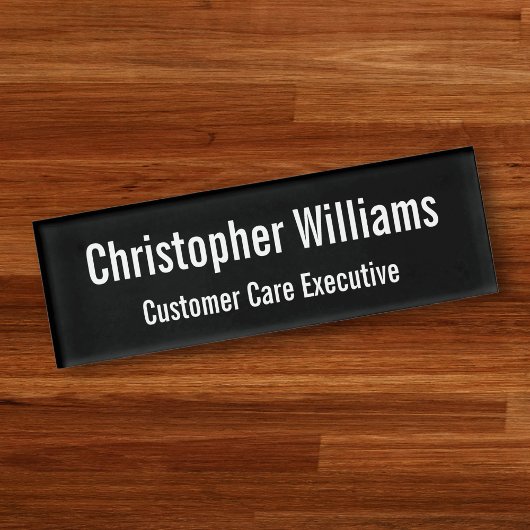 Badge D'identification Personnalisé Professionnel Simple Noir Magnétique