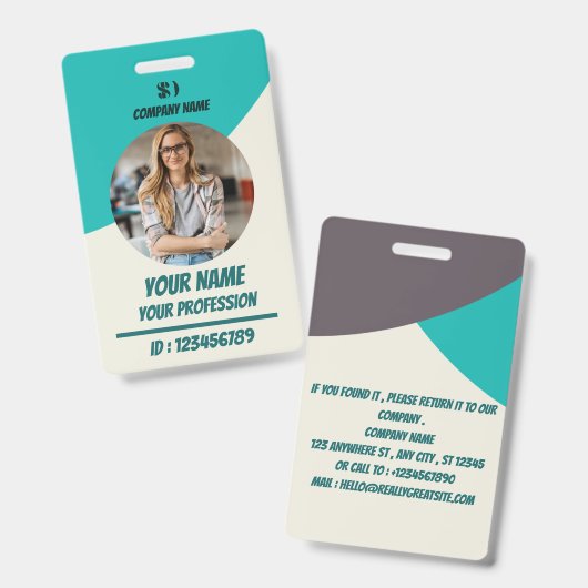 Badge d'identification personnalisé sarcelle pour (Avant & arrière)