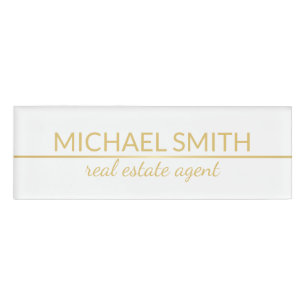 Badge D'identification Personnalisé White and Gold Modern Professional