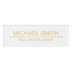 Badge D'identification Personnalisé White and Gold Modern Professional