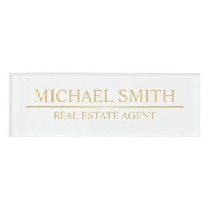 Badge D'identification Personnalisé White and Gold Professional