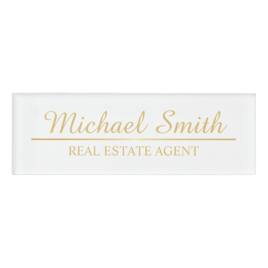 Badge D'identification Personnalisé White and Gold Professional (Devant)